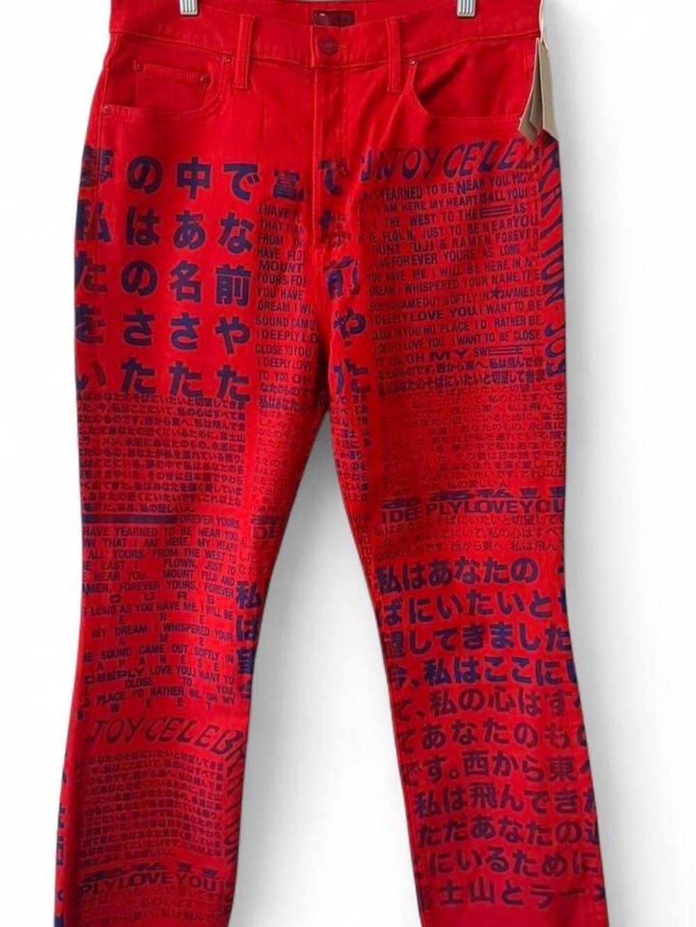Mother The Tripper Ankle Fray Lost in Translation Jeans in Red BNWT size 28